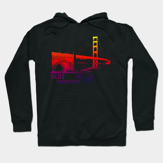 golden gate bridge colored Hoodie by hottehue